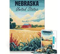 Affiche Paysage agricole du Nebraska, Puzzle de 1000 pièces pour Adultes, Cadeau pour améliorer la mémoire et Les Loisirs, décoration Murale aux découpes nettes (38x26cm)