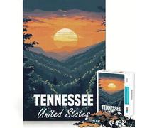Affiche Paysage de Coucher de Soleil du Tennessee, Puzzle pour Adolescents, 1000 pièces, stimule la mémoire, détend, Bords précis, Cadeau Exceptionnel 38x26cm