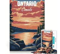 Affiche Paysage de Coucher de Soleil en Ontario, Puzzle de 1000 pièces pour Adultes, améliore la mémoire, s'amuse Ensemble, Bords précis, Cadeau saisonnier (38x52cm)