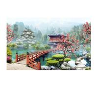 Affiche paysage illustré temple bouddhiste - 60x40cm - made in France
