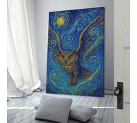 Affiche personnalisable avec motif hibou dans une nuit étoilée, décoration pour la maison, le bureau, le salon, la chambre à coucher, idée cadeau d'anniversaire pour femme, 30 x 45 cm