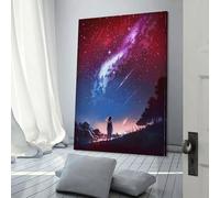 Affiche personnalisable avec toile représentant une fille dans une nuit étoilée, décoration pour la maison, le bureau, le salon, la chambre à coucher, idée cadeau d'anniversaire pour femme, 40 x 60 cm