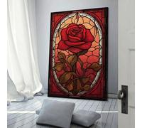 Affiche personnalisable en vitrail représentant une rose, sur toile, décoration pour la maison, le bureau, le salon, la chambre à coucher, idée cadeau d'anniversaire pour femme, 20 x 30 cm
