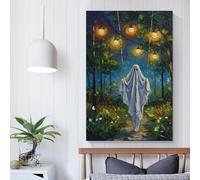 Affiche personnalisable représentant un fantôme sur une balançoire, décoration pour la maison, le bureau, le salon, la chambre à coucher, idée cadeau d'anniversaire pour femme, 40 x 60 cm