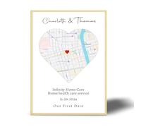 Affiche personnalisée avec carte de notre premier rendez-vous - Cadeau d'anniversaire romantique pour lui ou elle - Affiche murale personnalisée et cadeau de Saint-Valentin unique