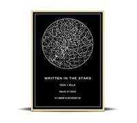 Affiche personnalisée de carte du ciel, impression du ciel nocturne, carte des constellations, affiche personnalisée pour date précise, cadeaux uniques pour lui, cadeaux significatifs pour elle