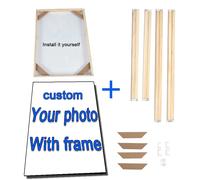 Affiche personnalisée imprimée de votre Photo avec cadre en bois, peinture sur toile, imprimés HD, décor artistique mural, image de paysage familial pour animaux de compagnie et enfants No Frame