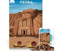 Affiche Petra Jordan Puzzle de 1000 pièces pour Adolescents Jeu de logique et de Train Anti-Stress Découpe Lisse Cadeau mémorable (50x75cm)