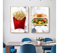 Affiche Photo 2 Pièces 40x60cm Sans Cadre Nourriture Burger Frites Moderne Mur Art Imprimer Pop Salle À Manger Salon Chambre D'enfants Décor À La Maison Image