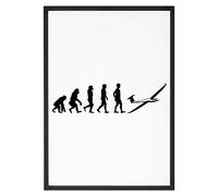 Affiche Planeur Evolution de l'homme - Made In France - Tableau décoration murale - Cadeau Aviation original rigolo (A3 (29,7 x 42 cm), Sans cadre)