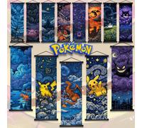 Affiche Pokemon imprimée, œuvre murale d'anime, Images Gengar Eevee Pikachu, peintures en rouleau, décor de salon de maison d'artiste rétro pokemon 5