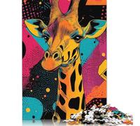 Affiche Pop Art Girafe Art Mural Animalier Vibrant pour intérieurs Audacieux Puzzle Pop Art Girafe Puzzle en Carton Stimulant pour Cadeau d'anniversaire pour Adultes 30