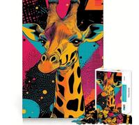 Affiche Pop Art Girafe, Puzzle 1000 Pièces pour Adultes, Améliore la Mémoire, Soulage l'Anxiété, Décoration Murale aux Bords Saillants (38x26cm)