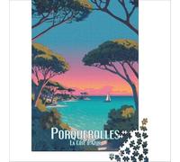 Affiche Porquerolles Puzzle 1000 pièces | puzzle avec un design de phare pour les fans de bord de mer une jolie image à compléter le w nd à la maison50x75cm