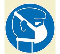 Affiche Port du Masque obligatoire, Panneau Autocollant Masque OBLIGATOIRE diamètre 20 cm panneau autocollant Pot du Masque idéal pour Coller sur vitre, Mur, Toutes Surface Lisse