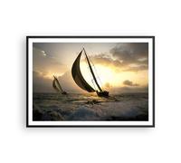 Affiche Poster 100x70cm Tableaux bateau coucher du soleil le soleil Paysage