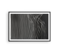 Affiche Poster 100x70cm Tableaux Image Abstraction Rayures Noir Et Blanc Art