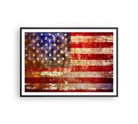 Affiche Poster 100x70cm Tableaux Image Amérique Drapeau national patriotique Art