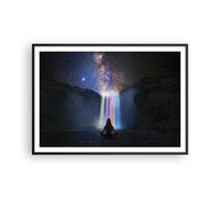 Affiche Poster 100x70cm Tableaux Image Chute D'Eau Les Étoiles Méditation Art