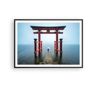 Affiche Poster 100x70cm Tableaux Image Itsukushima-Jinja Temple Parapluie Art