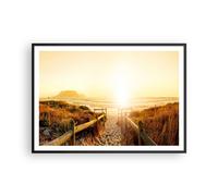 Affiche Poster 100x70cm Tableaux Image le lever du soleil vague île océan Art