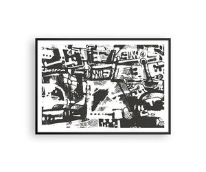 Affiche Poster 100x70cm Tableaux Image Noir Et Blanc Chiffres L'Abstraction Art