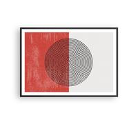 Affiche Poster 100x70cm Tableaux Image Photo Abstraction Blanc-Rouge Cercles Art