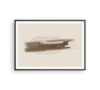Affiche Poster 100x70cm Tableaux Image Photo Abstraction Ovale Marron Wall Art