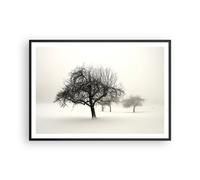 Affiche Poster 100x70cm Tableaux Image Photo Arbres Neige Brouillard Wall Art