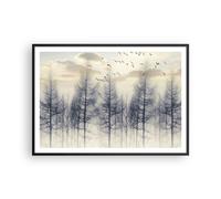 Affiche Poster 100x70cm Tableaux Image Photo Arbres Oiseaux Ciel Wall Art
