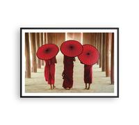 Affiche Poster 100x70cm Tableaux Image Photo Bhoutan Parapluie Rouge Wall Art