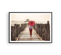 Affiche Poster 100x70cm Tableaux Image Photo Birmanie Parapluie Pont Wall Art