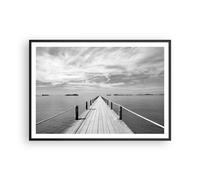 Affiche Poster 100x70cm Tableaux Image Photo Bois Pont Mer Wall Art Decoration