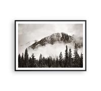 Affiche Poster 100x70cm Tableaux Image Photo Brouillard Montagne Forêt Wall Art