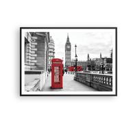 ARTTOR Affiche Decoration Murale Moderne Poster Cadre Noir 100x70cm Cabanon Téléphone Londres Deco Affiches Murales Wall Art Design Tableau Decoration Salon Chambre Cuisine Decor P2BAA100x70-4326