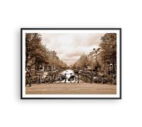 Affiche Poster 100x70cm Tableaux Image Photo Chaîne vélos Amsterdam centre Art