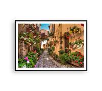 Affiche Poster 100x70cm Tableaux Image Photo Chemin fleurs maison cour Wall Art