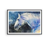 Affiche Poster 100x70cm Tableaux Image Photo Cheval Aquarelle Portrait Wall Art
