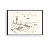 Affiche Poster 100x70cm Tableaux Image Photo Croquis Côte Lanterne Wall Art