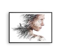 Affiche Poster 100x70cm Tableaux Image Photo Femme Double Exposition Wall Art