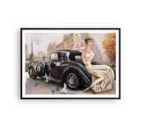 Affiche Poster 100x70cm Tableaux Image Photo femme rétro style Wall Art