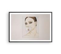 Affiche Poster 100x70cm Tableaux Image Photo Femme Silence Fleur Wall Art