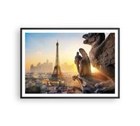 Affiche Poster 100x70cm Tableaux Image Photo Gargouilles Tour Eiffel Wall Art