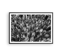 Affiche Poster 100x70cm Tableaux Image Photo Gratte Ciels Avec Montagnes Art