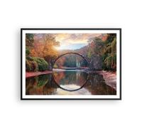Affiche Poster 100x70cm Tableaux Image Photo Jardin Rhododendrons Pont Wall Art