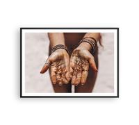 Affiche Poster 100x70cm Tableaux Image Photo Mains Plage Or Wall Art Decoration