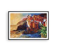 Affiche Poster 100x70cm Tableaux Image Photo Manarola Coloré Huile Wall Art