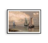Affiche Poster 100x70cm Tableaux Image Photo mer bateau pêcheur Wall Art