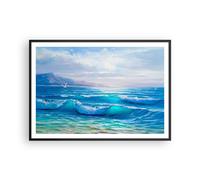 Affiche Poster 100x70cm Tableaux Image Photo mer vague mouette Wall Art