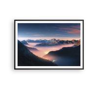 Affiche Poster 100x70cm Tableaux Image Photo Montagnes Nuages Brouillard Art